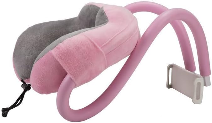 Neck Pillow Phone HolderLazy Gooseneck Cell Phone Stand with 360 ClipUniversal Mobile Phone Tablet Stand for iPhone 15 14/14 Pro Max/13 (Pink)