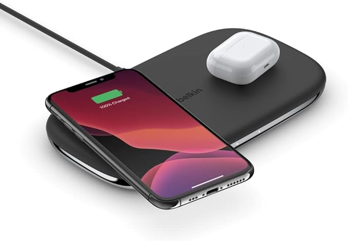 Belkin TrueFreedom Pro Wireless Charging Pad - 10W Qi-Certified Charger Pad for iPhone Samsung Apple Airpods &amp More - Charge Qi-enabled Devices From Anywhere On The Surface - Black