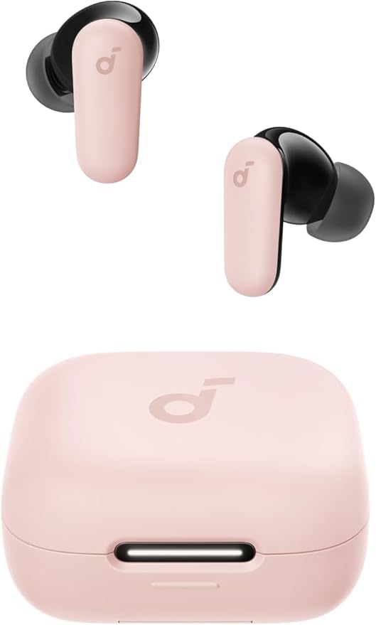 Soundcore P30i by Anker Noise Cancelling Earbuds Strong and Smart Noise Cancelling Powerful Bass 45H Playtime 2-in-1 Case and Phone Stand IP54 Wireless Earbuds Bluetooth 5.4 (Pink)