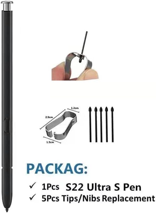 S22 Ultra S Pen Replacement Compatible with Samsung Galaxy S22 Ultra All VersionsS22 Ultra Stylus Pen (WithBluetooth) Slim 0.7mm Pen Tip 4096 Pressure Levels with 5pcs Tips (White)