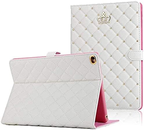 for iPad 9.7 Inch 6th/5th Generation 2018/2017 CaseiPad air 2/iPad AirCrown Bling Diamond Cute PU Leather Smart Auto Sleep/Wake Folio Stand Shockproof Cover for Apple iPad 9.7 Inch (White)