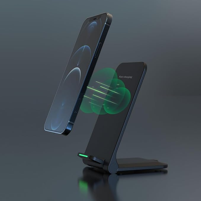 IHAO Ultra-Slim 15W Fast Wireless Charging Stand QC3.0 Portable Charger with Smart Protection Foldable Design 15W Lightning-Fast Charging with QC3.0 Technology
