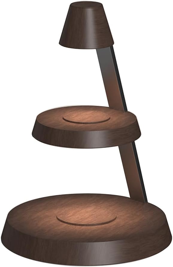 Magnetic Wireless Charger 3 in 1 Tower Standing Upright Double Layer Night Light High-Power Convenient Compatible with Cellphones/Wireless Earbuds/Apple Watch (Wood Grain Style)