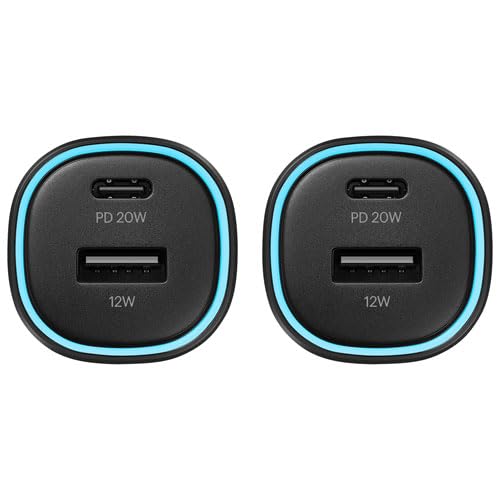 32W Dual USB-C/USB-A Car Accessory (2 Pack)