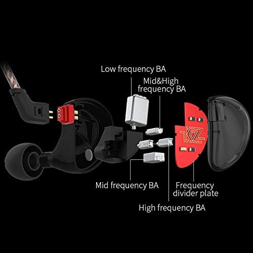 KZ AS10 IEM Headphone 5 Balanced Armature Driver KZ Earbuds Wired Earphone Stereo HiFi in Ear Monitor Headphone Musician Headset Earphone with Detachable 2 Pin Cable(No Microphone Black)