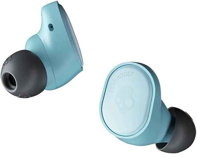 Skullcandy Sesh Evo in-Ear Wireless Earbuds 24 Hr Battery Microphone Works with iPhone Android and Bluetooth Devices - Bleached Blue