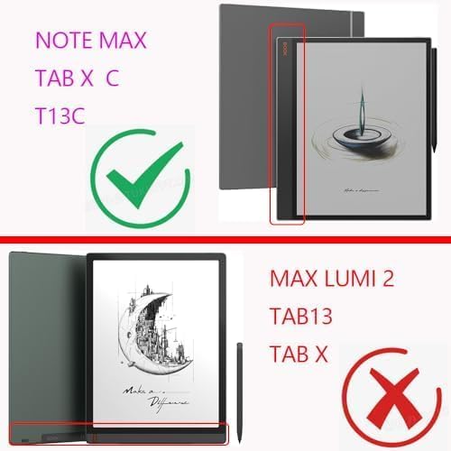 13.3-inch Tablet Protective Case Suitable Fro BOOX Note Max E-Book Reader T13C Silicone Tab X C with Tablet Light and Thin Four Corner Protective e-Paper Book with Pen Slot 360 Degree Rotation