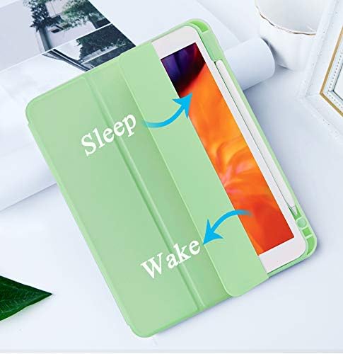 SIWENGDE Case for iPad Pro 12.9 Case 6th/5th/4th Generation (2022/2021/2020) with Pencil Holder [Apple Pencil Wireless Charging] Soft TPU Smart Trifold Stand Protective Cover (Light Green)