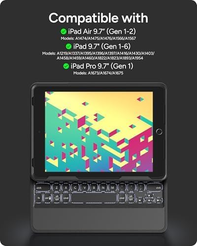 ZAGG Rugged Book Detachable Case with Magnetic-Hinged Backlit Keyboard for iPad Air/Air 2/9.7/9.7 Pro - Multi-Device Bluetooth Pairing - USB-C to USB-C Cable Included Black