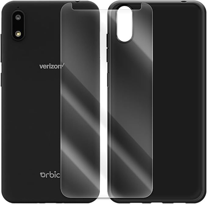 High Definition Anti-Shatter Heavy-Duty Wear-Resisting Tempered Glass Screen Protector Film Full Impact Protective Resistant Anti-Dirt Soft TPU Protective Case Compatible with Orbic Maui RC545L