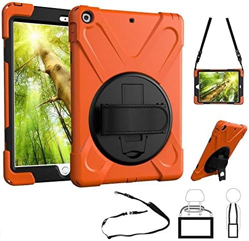 iPad Air Cases 1st Gen 9.7 Inch 2013 | TSQ iPad Air First Generation Case Triple Layer High Impact Absorbing Corner Protection Case w/Stand Hand Shoulder Belt for Boys Gilrl for iPad Air 1 Orange
