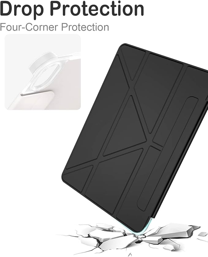 Feams Y Fold Folio for iPad Air 11-inch M4 2026/ M3 2025 / M2 2024 iPad Air 5th/4th Generation 2022/2020 10.9 Inch Y-Shaped Stand Magnetic Attachment Back Cover with Clasp &amp Auto Sleep Black