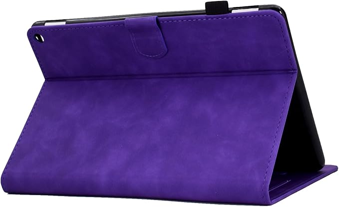 Folio Case for Amazon Kindle Fire HD 8/Fire HD 8 Plus (12th/10th Generation 2024/2022/2020) 8 with Stand/Pencil Holder [Auto Sleep/Wake] Embossed PU Leather Smart Cover Purple Butterfly Flower