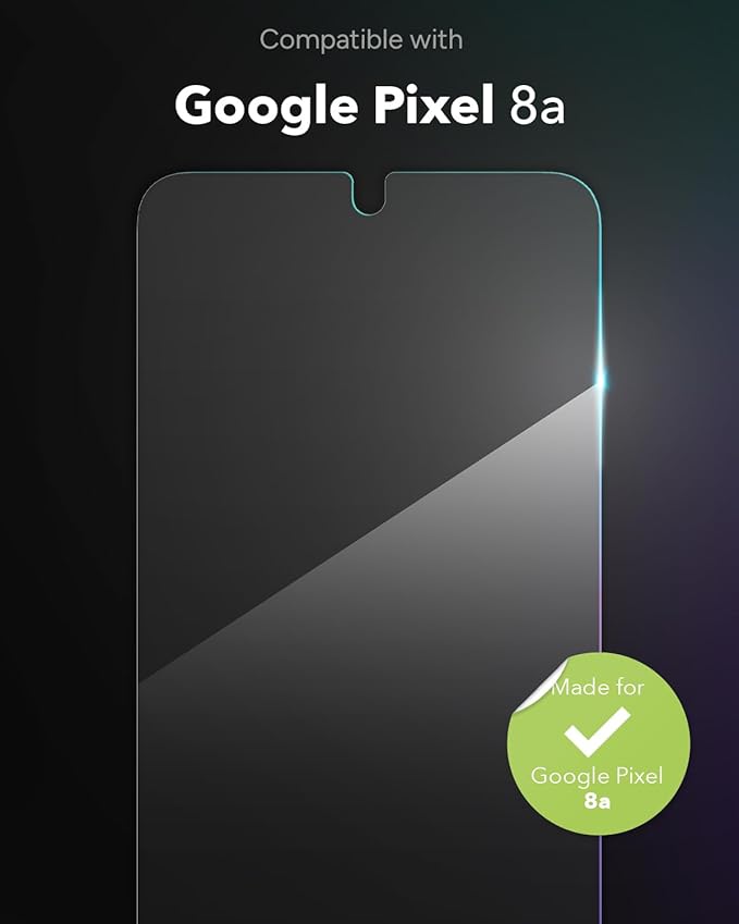 ZAGG Glass Elite Google Pixel 8a Screen Protector - Ultra-Durable Tempered Glass 5X Stronger Smudge-Free Easy Install Eco-Friendly