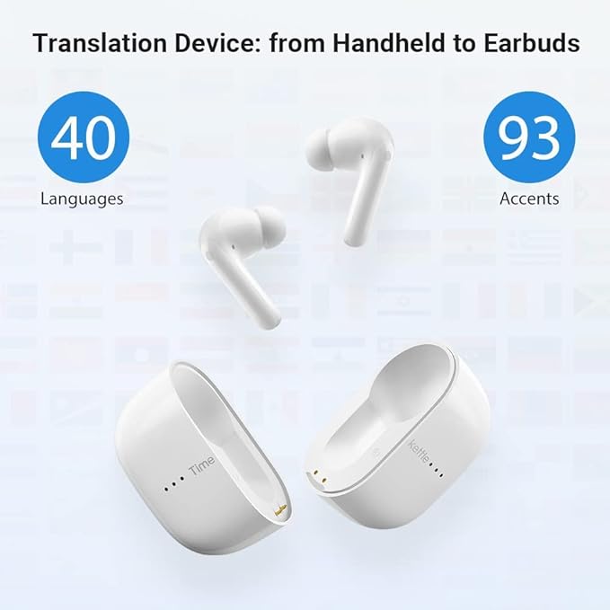 Timekettle M3 Language Translator Earbuds Two-Way Translator Device with APP for 40 Languages Online Voice Translator for Exploring Expat Life Freely Compatible with iOS Android (Online Version)