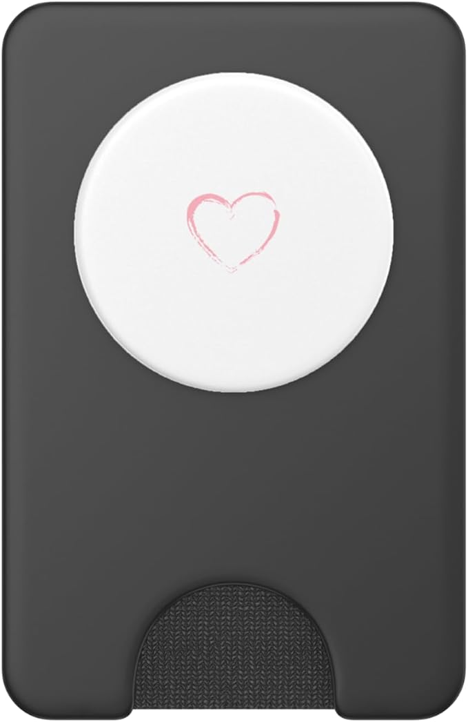 Pink Heart White PopSockets PopWallet for MagSafe