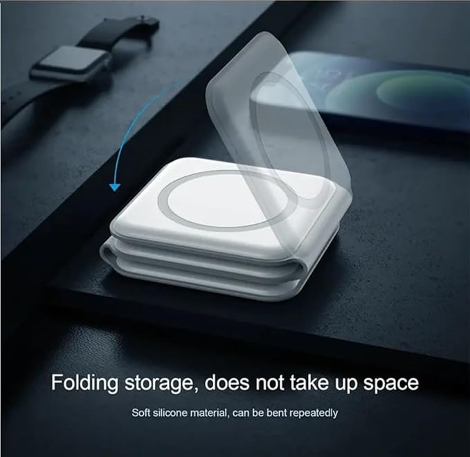 D-Choice 3-in-1 Magnetic Wireless Charger – Compatible with Smartphones Watches and Bluetooth Headphones – 15W Fast Charging Compact Design (White)