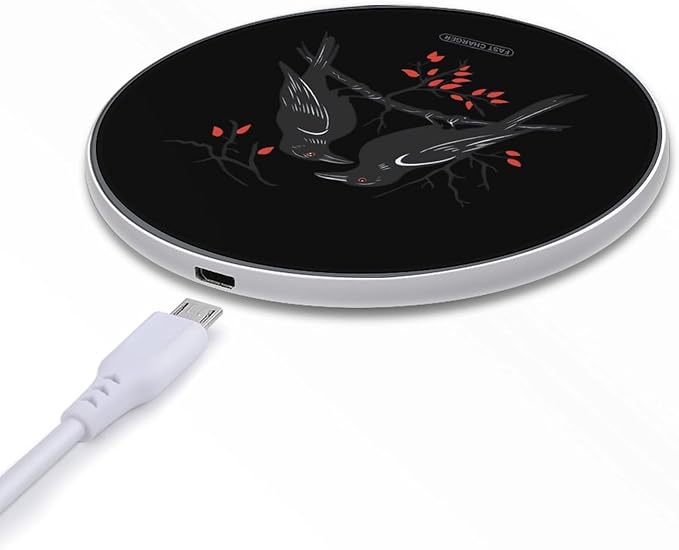 Funny Crow Flock Bird Wireless Charger Anti-Slip Wireless Charging Pad Slim Charger Mat for Men Women