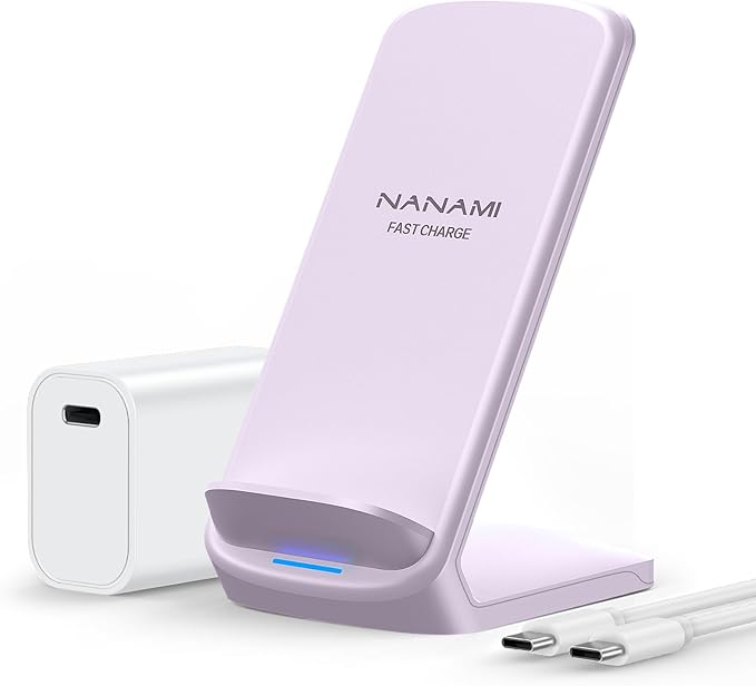 NANAMI Fast Wireless Charger 10W Max Wireless Charging Stand with PD20W Adapter Charger Compatible for iPhone 17/17 Air/17 Pro/17 Pro Max/16/15/14/13/12Samsung Galaxy S26/S25/S24/S23/S22/S21/Note 20