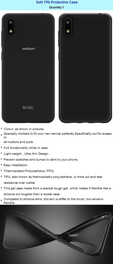 High Definition Anti-Shatter Heavy-Duty Wear-Resisting Tempered Glass Screen Protector Film Full Impact Protective Resistant Anti-Dirt Soft TPU Protective Case Compatible with Orbic Maui RC545L