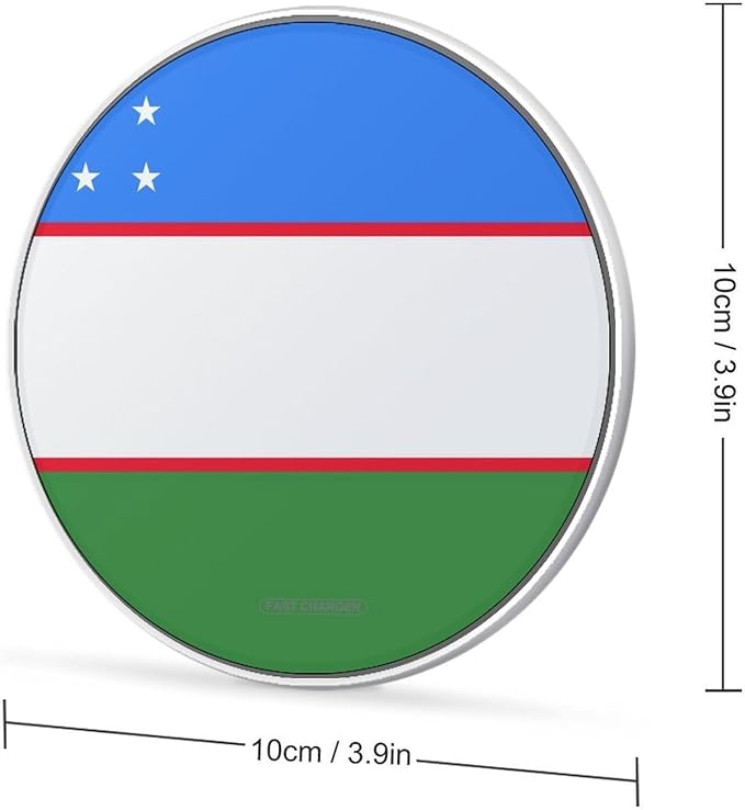 Flag of Uzbekistan Fast Portable Charger 10W Funny Graphic Phone Charging Pad with USB Cable