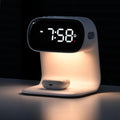 3in1 Multi-Functional Wireless Charging Alarm Clock Smart Night Light Qi Charger LED Digital Clock Adjustable Light 15W Fast Wireless Charging for All Qi Phone and TWS Headphone White