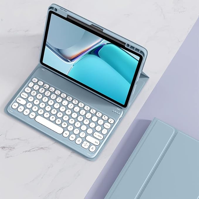 Keyboard Case for iPad Air 13 inch M3 M2/ iPad Pro 12.9 inch 6th 5th 4th 3rd Generation Magnetic Detachable Bluetooth Round Key Color Keyboard Cover (Mint Green)
