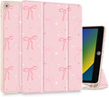 Tuiklol Case for iPad 10.2 Inch 2021 2020 2018 Release 9th / 8th / 7th Generation Built-in Pencil Holder TPU Protective Stand Back Cover Trifold Stand-Auto Wake/Sleep Pink Bows