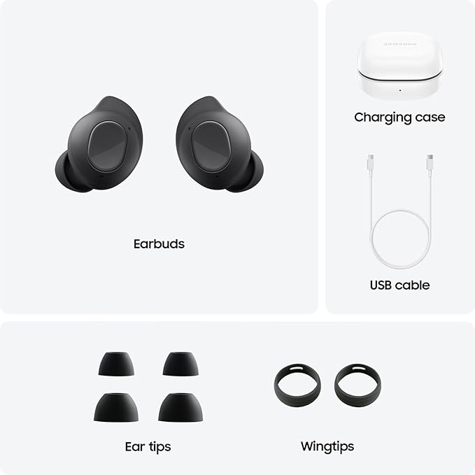 Samsung Galaxy Buds FE True Wireless Bluetooth Earbuds Comfort and Secure in Ear Fit Auto Switch Audio Touch Control Built-in Voice Assistant Graphite [US Version 1Yr Manufacturer Warranty]