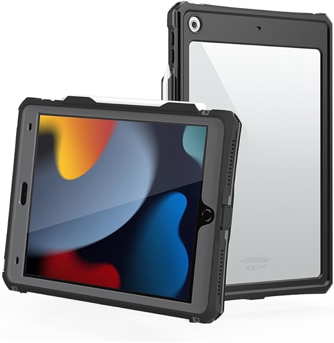 Compatible with iPad 9th/8th/7th Generation 10.2'' IP68 Waterproof Case A2602 A2603 A2604 w/Pencil Holder Kickstand Lanyard Shock-ProofFull-Sealing Cover Compatible with Magic Keyboard