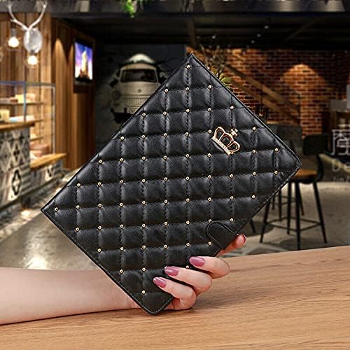 for iPad Pro 12.9 Inch Case 6th/5th/4th/3rd Generation (2022/2021/2020/2018)Crown Diamond Bling Cute PU Leather Smart Auto Sleep/Wake Stand Shockproof Protective Case for iPad 12.9InchBlack