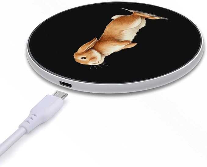Lop-Eared Bunny Fast Portable Charger 10W Funny Graphic Phone Charging Pad with USB Cable