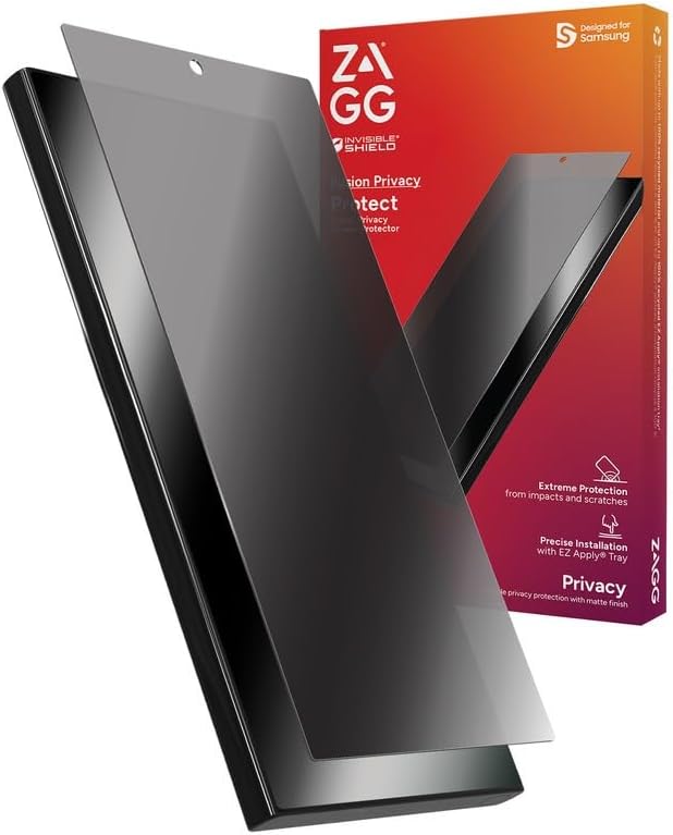 ZAGG InvisibleShield Fusion Privacy Anti-Glare Samsung Galaxy S24 Screen Protector - Hybrid Polymer 2-Way Privacy Filter Matte Finish Scratch Resistant Eco-Friendly