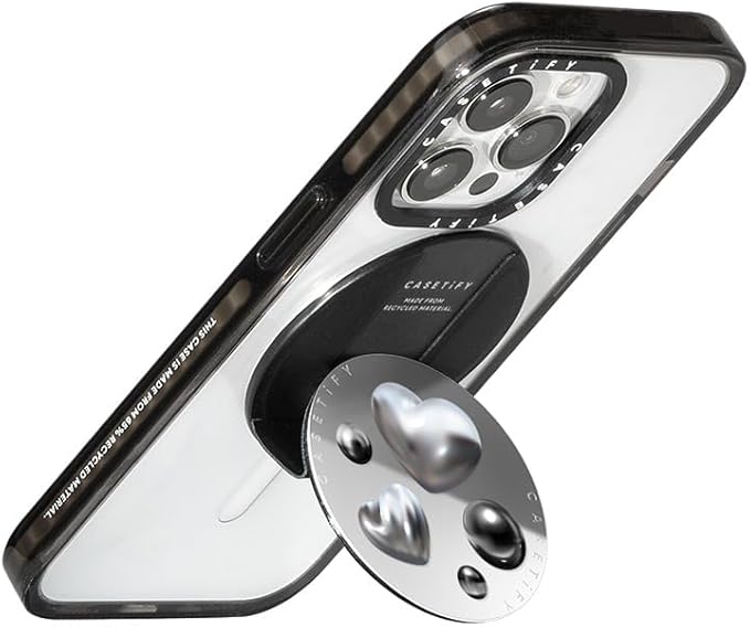 CASETiFY Snappy Grip Stand Compatible with Magsafe - Chrome Love - Silver Mirror