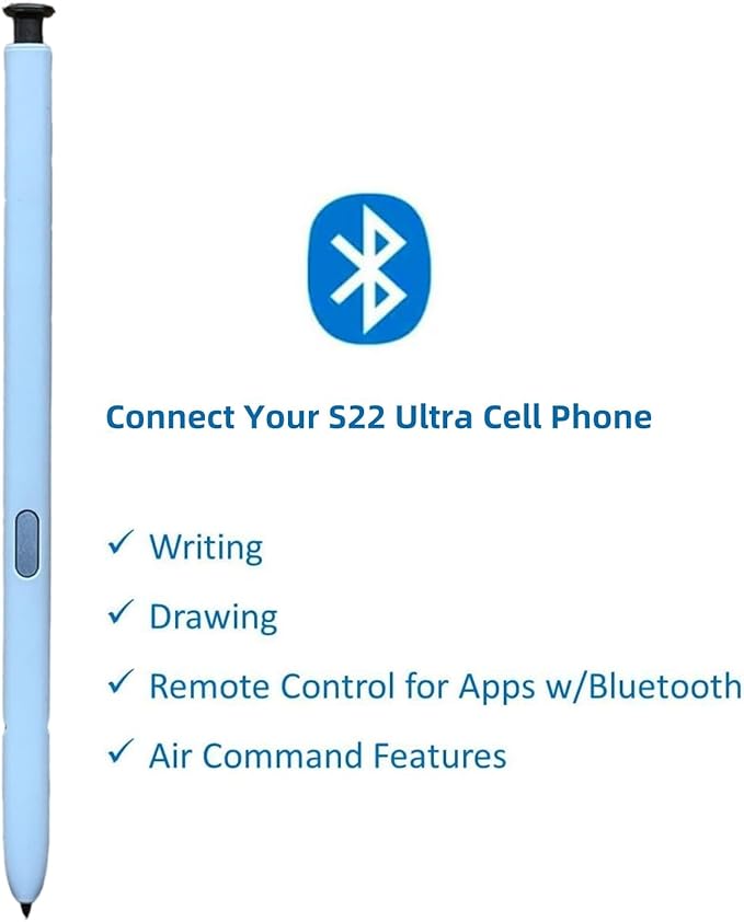 S22 Ultra Pen (withBluetooth) Replacement for Samsung Galaxy S22 Ultra S Pen S22 Ultra Stylus (4096 Pressure Sensor) + Replacement Tips/Nibs (Blue)