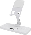 JTLB 6 in 1 Wireless Charger for IOS Device with Alarm Clock and 6 Color Ambient Light 15W Foldable Wired Charging Station (White)