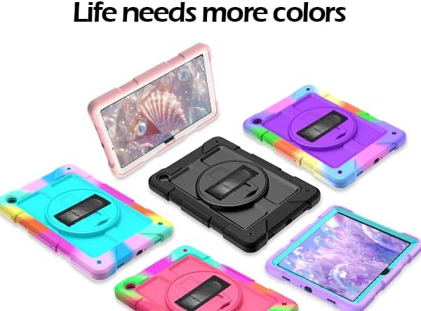 AVAWO Case for Samsung Galaxy A9+ Plus 11 inch 2023 with 360° Swivel Handle Strap Cover with Lanyard Black