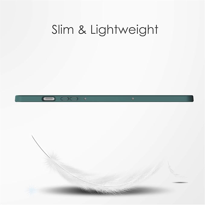 Stand Case for Samsung Galaxy Tab S8 Plus 2022/Tab S7 FE 5G 2021/Tab S7 Plus 2020 (12.4 Inch)UUcovers with Pencil Holder [Auto Sleep/Wake] Clear Transparent Back Shockproof Trifold Cover Dark Green