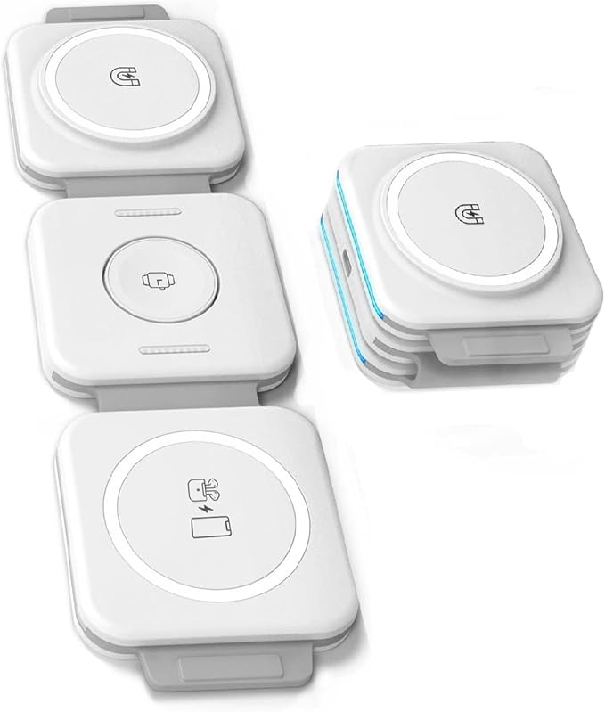 2-Pack Travel 3 in 1 Charging Stations for Multiple Apple Devices - Designed for iPhone Watch and AirPods Magnetic Wireless Charging - Foldable Design Compatible with MagSafe Products