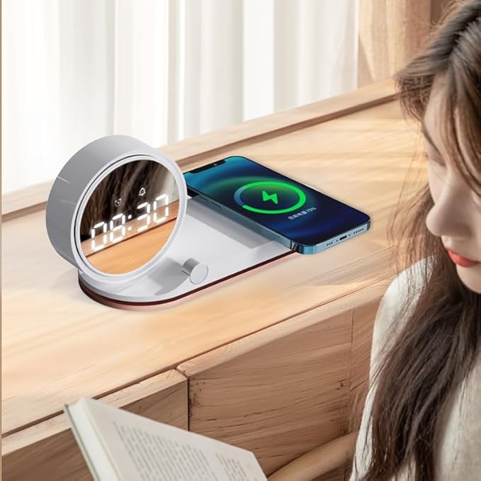 3 in1 mutifunction Mobile Wireless Charger with Digital Clocks and Night Lights fit for All Series Mobile That Support Wireless