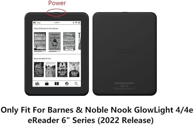 Nook Glowlight 4 Tablet Case - Protective TPU Case Semi-Transparent Cover (Black)