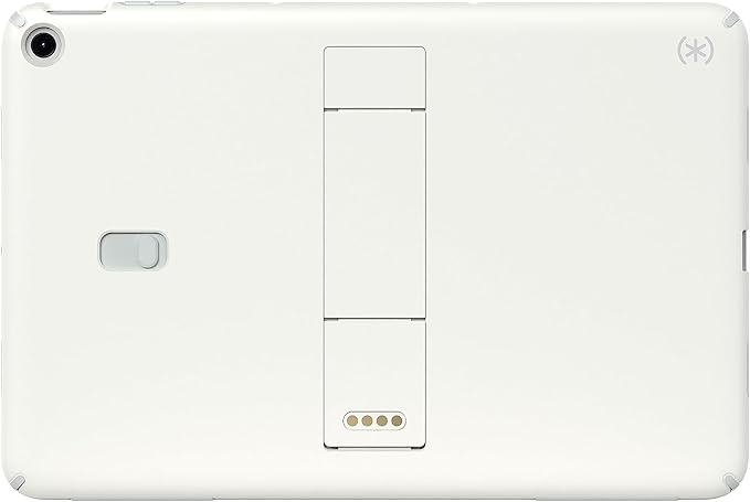 Speck Google Pixel Tablet 2023 Case and Stand - Full Back Thin Scratch Resistant Drop Protection &amp Adjustable Kickstand - Works with Google Pixel Charging Speaker Dock - White &amp Silver Stan