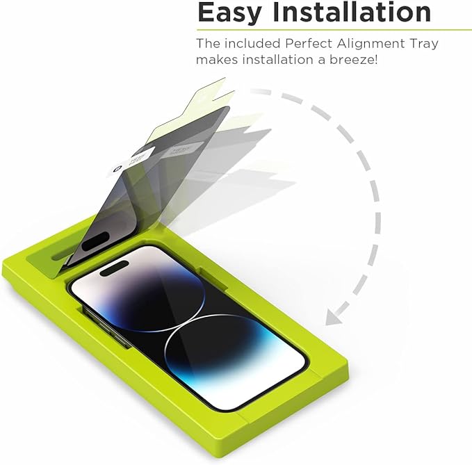PureGear 2-Way Privacy Tempered Glass Screen Protector Compatible w/ Apple iPhone 14 Pro (2022) 6.1 Full Edge-to-Edge Coverage Self Alignment Installation Tray Touch Sensitive Case Friendly Anti