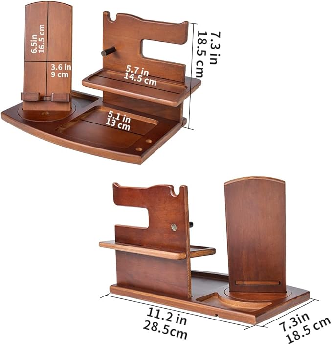 Gifts for Men Fathers Day Wood Phone Docking Station for Dad Desk or Nightstand Organizer Mens Gifts for Husband Birthday Gifts for MenGifts for Fathers Day Key Holder Wallet Watch &amp Essent