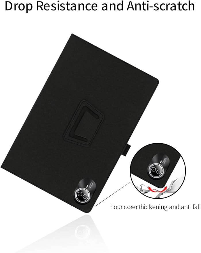 for Urao G140L 2025 14 Inch Android Tablet CaseBOVUGAC Folding Stand Protective Cover with Pencil Holder and Wrist StrapFull Protection Premium PUScratch Resistant(Black)