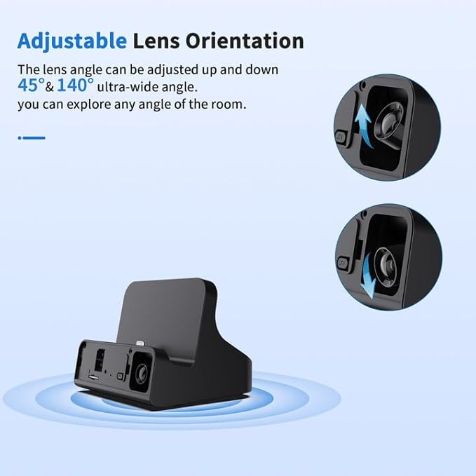 LIZVIE Wireless 5G USB-C 2K Phone Charger Dock 170° Wide-Angle Motion Detection Night Vision App View Control Loop SD Storage for Home/Office/Baby/Pets/Elderly Security.