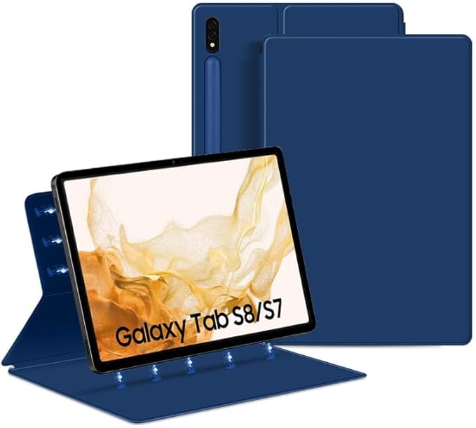 Magnetic Case for Galaxy Tab S8 11 inch 2022 (SM-X700/SM-X706)/S7 2020 (SM-T870/T875) with S-Pen Holder Lightweight and Slim Magnetic Stand Case with Auto Sleep/Wake Blue