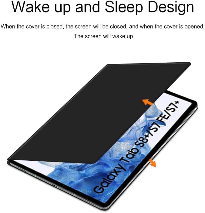 Magnetic Case for Galaxy Tab S8 Plus 12.4 inch 2022/Galaxy Tab S7 FE 2021/Galaxy Tab S7 Plus 2020 with Pen Holder Lightweight and Slim Magnetic Stand Case with Auto Sleep/Wake Black