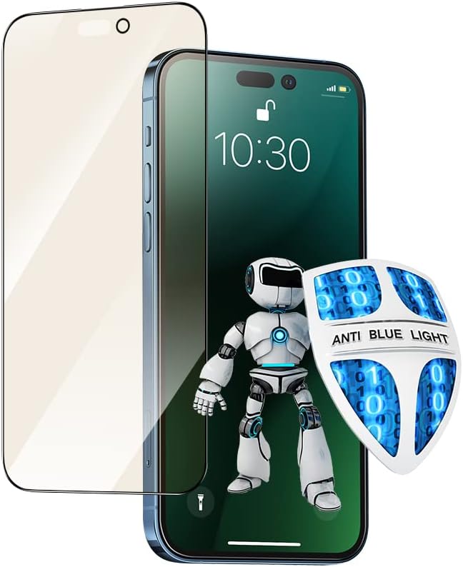 PERFECTSIGHT Sapphire Anti Blue Light Screen Protector Designed for iPhone 14 Pro [Medical-Grade Eye Protection] HD Filter 6 Radiations Shatterproof Diamond Hard Tempered Glass (6.1 inch)
