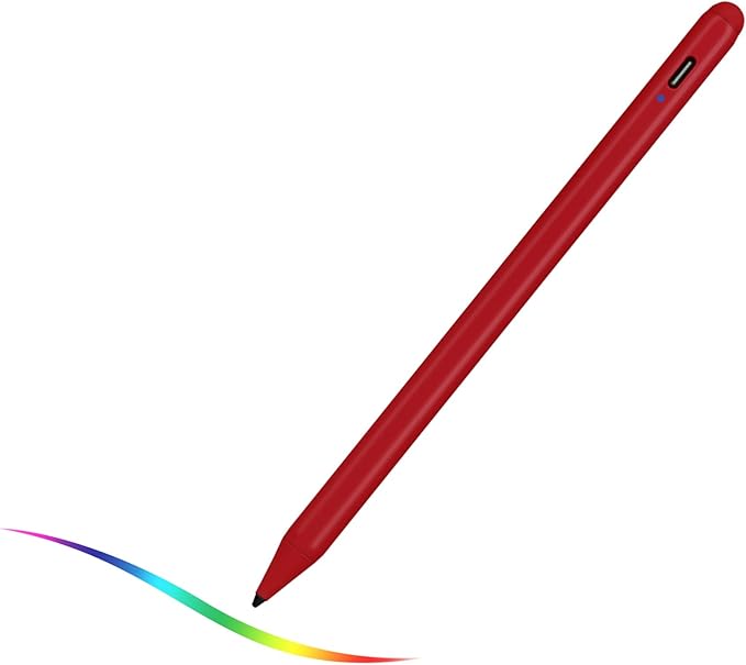 iPad 10th/9th/8th Generation 10.2 Stylus Pencil with Palm RejectionType C Charge 1.5mm POM Tip Active Drawing Writing Pen Compatible with Apple Pencil for iPad Pen 10.2-Inch 10th/9th/8th Red